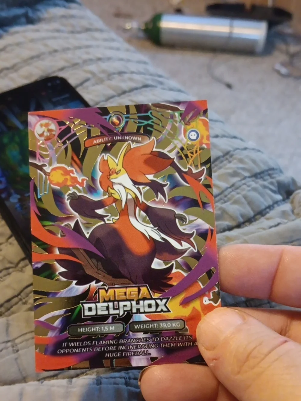 Pokemon Mega Delphox Trading Card - Red, Orange, Purple, Black, White